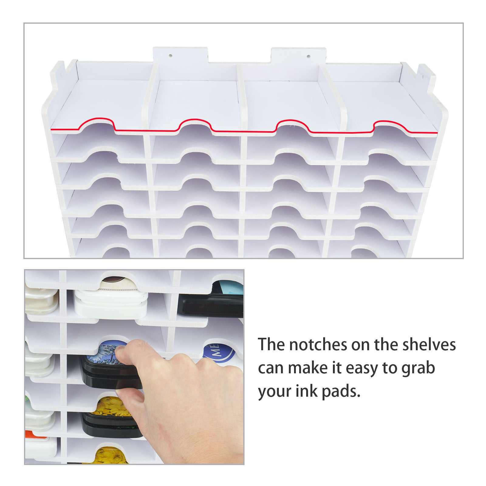 Roshtia 2 Pcs Ink Pad Storage Stamp Pad and Ink Pad Holder Stackable Wall  Mount Ink Pad Storage Organizer Diamond Painting Tray Organizer Rack for