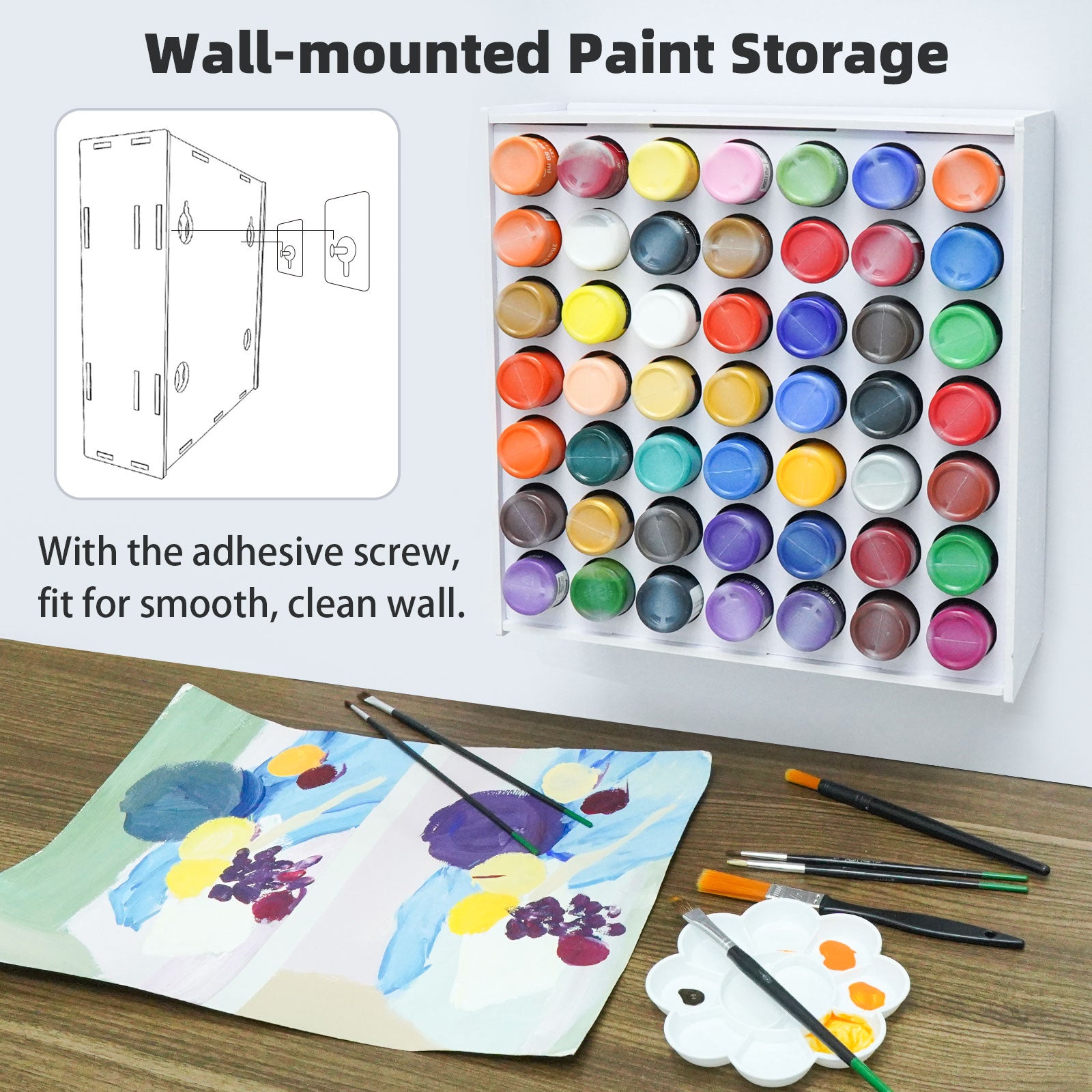 Acrylic Paint Organizer Wall Mount, Paint Holderbfor Craft Hobby Paint  Storage, Acrylic Paint Storage, Craft Paint Storage, Paint Rack for 2 oz