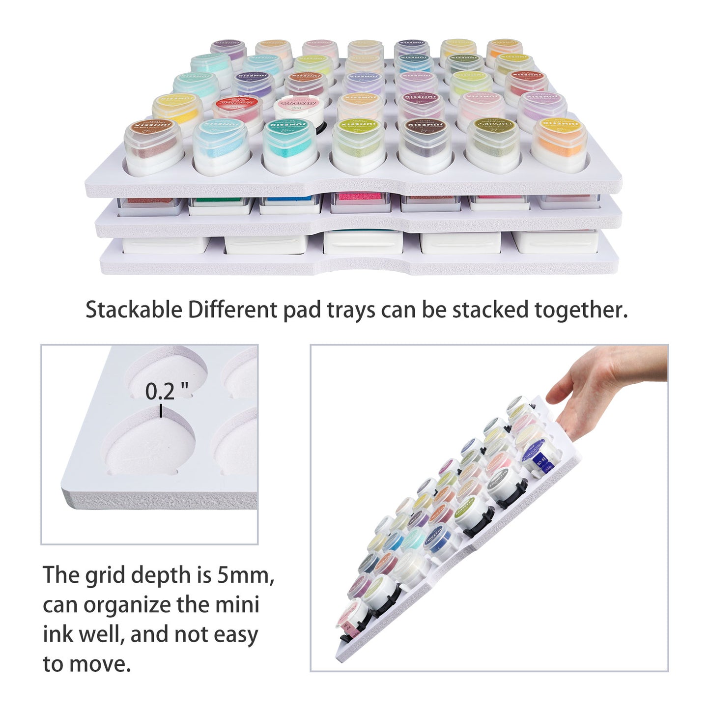70 Grids Drop Ink pad Caddy, 2 Large Trays