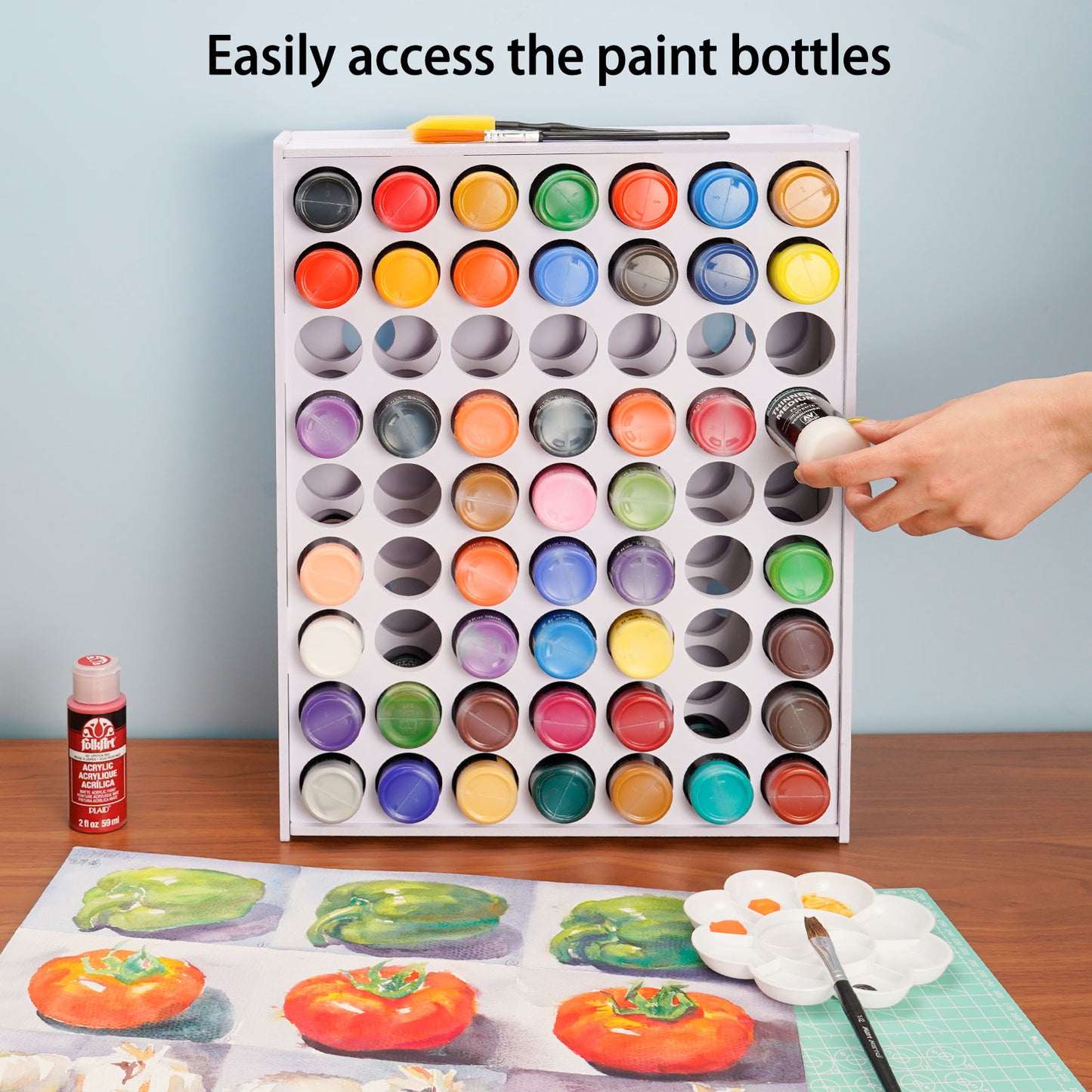 63 Holes Paint Rack for 2oz Acrylic Bottles