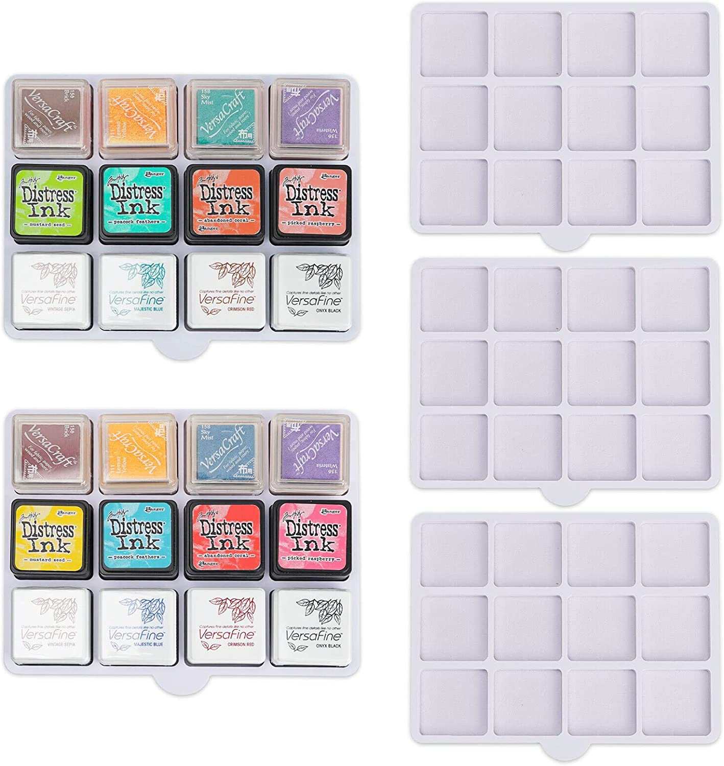 mini ink pad cube caddy, set of 5 trays, total 60 grids